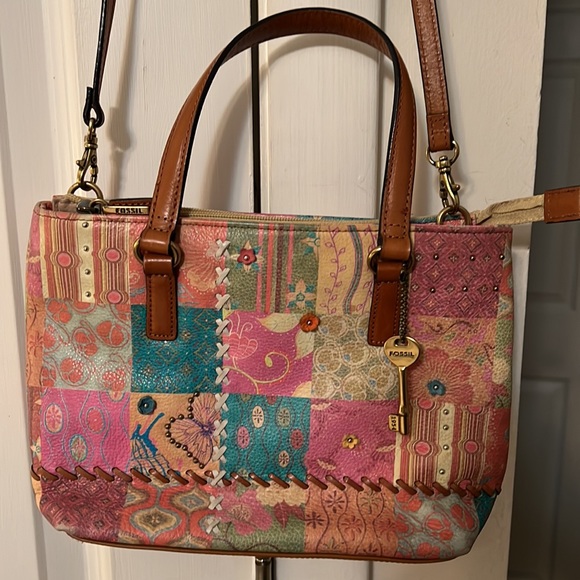 Like new beautiful FOSSIL leather vintage satchel crossbody bag,, - Picture 2 of 8